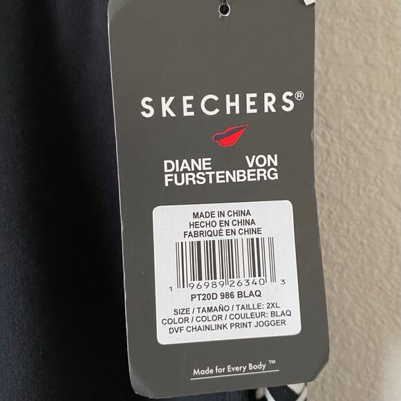 NEW SKETCHERS DVF COLLECTION Chainlink Jogger Sweatpants 2X Black Heavyweight - Picture 5 of 6